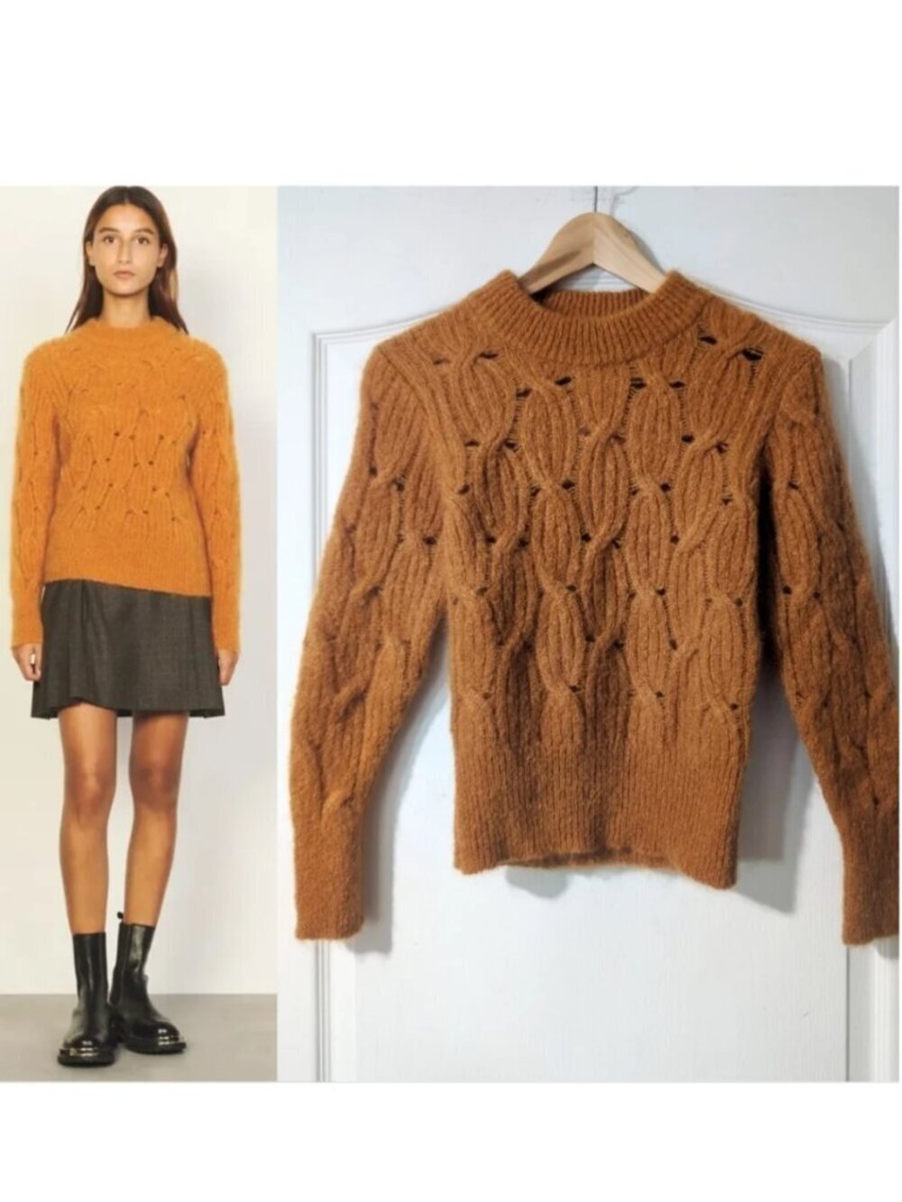 SANDRO | Cable Knit Mohair Sweater